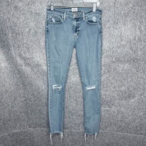 Hudson Nico Mid-Rise Ripped Raw‎ Hem Super Skinny Ankle Jeans- Sz 27